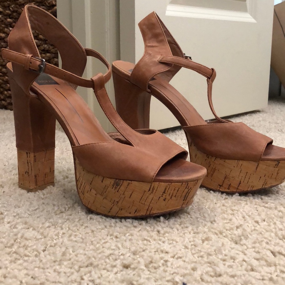 Dolce Vita Leather and Cork Platform Heels